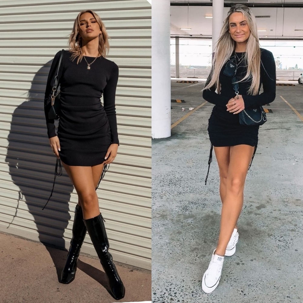 Lioness Black Military Minds Ruched Mini Dress Long Sleeve Bodycon Women… - Picture 17 of 17